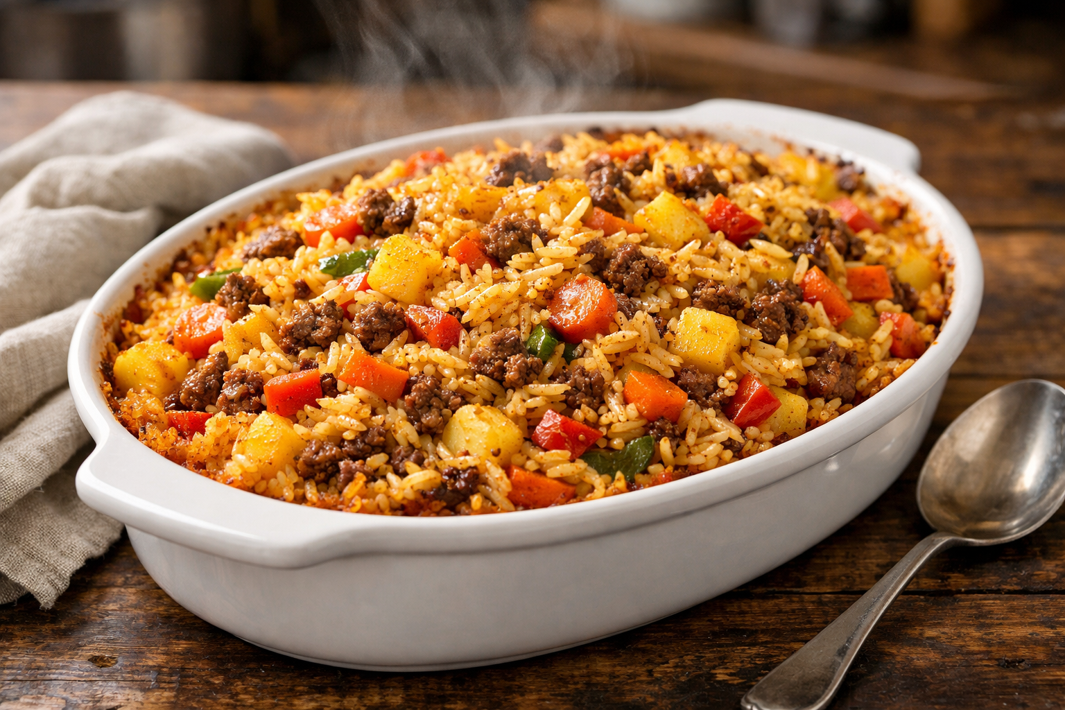 Hearty Lamb & Veggie Rice Casserole – Ready in 50 Minutes