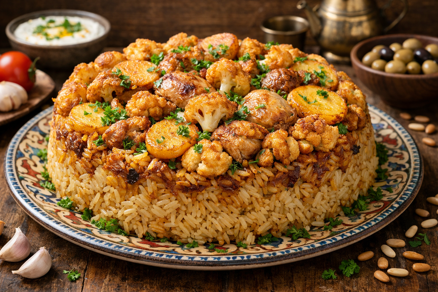 Layered Chicken & Cauliflower Rice Casserole (Maqluba-Style)