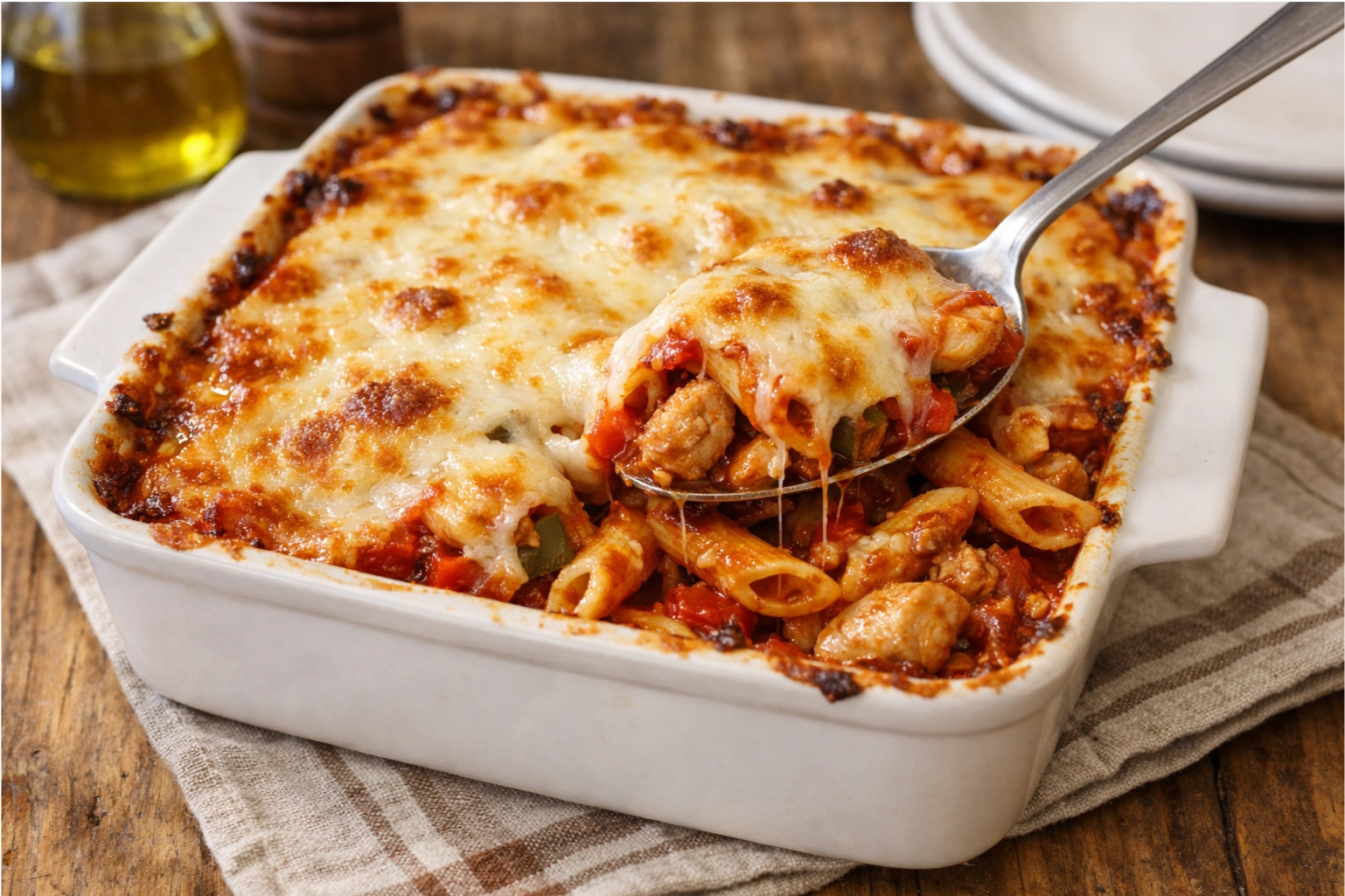 A DailySimmer - Chicken Penne Casserole - Homemade Hooplah Recipe