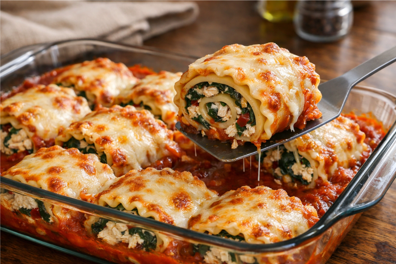A DailySimmer - Chicken Spinach Lasagna Roll Ups Recipe