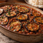 Delicious Eggplant Layers with Ground Beef & Tomato Sauce – A Classic Middle Eastern Dish