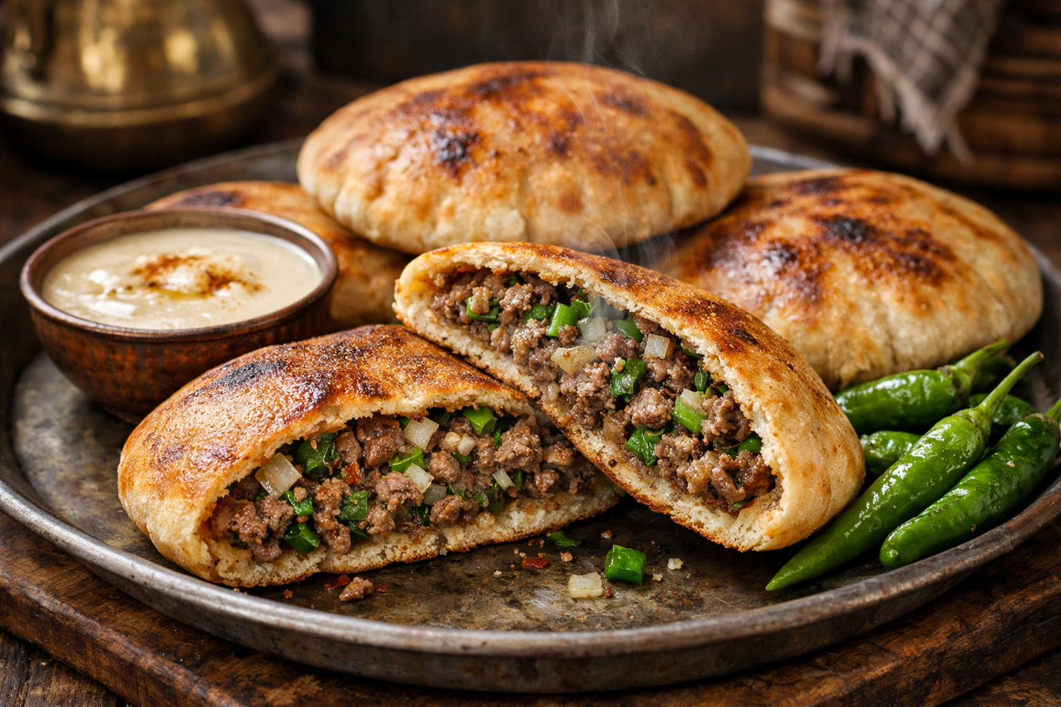 Savory Egyptian Meat‑Stuffed Pita – Ready in 35 Minutes