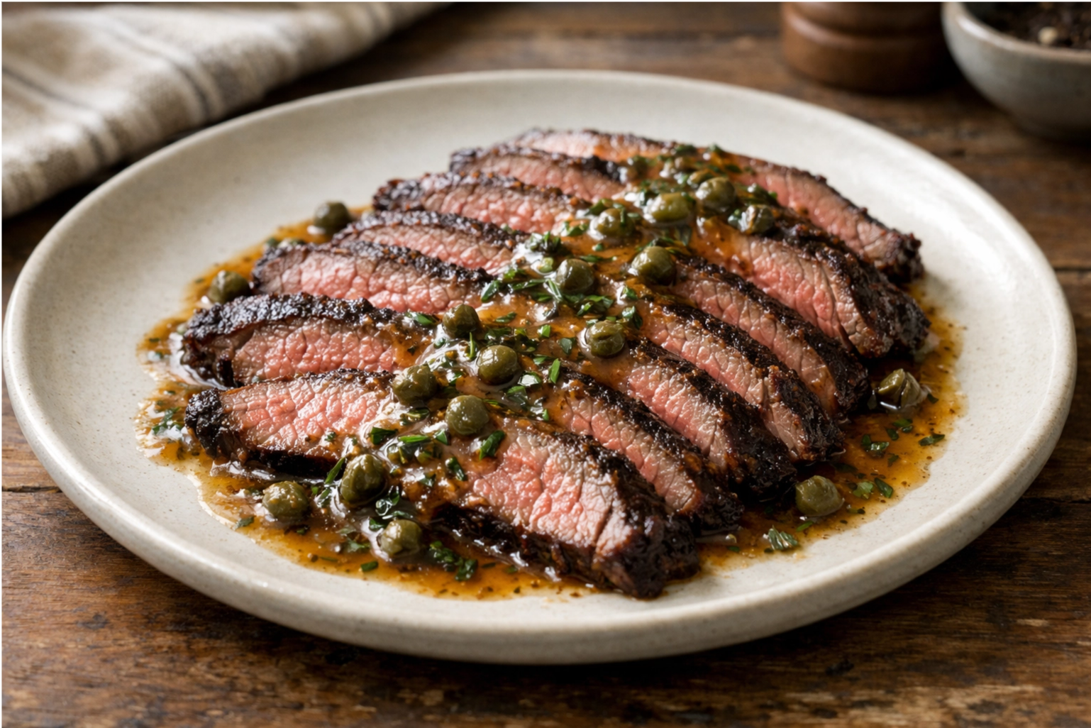 25-Minute Pan-Seared Flank Steak with Mustard Sauce