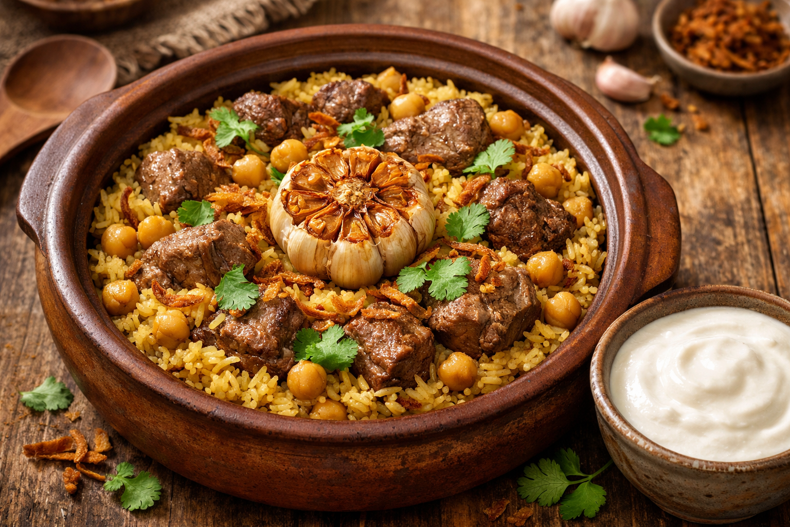 Hearty Lamb & Rice Tajine with Creamy Yogurt – Ready in