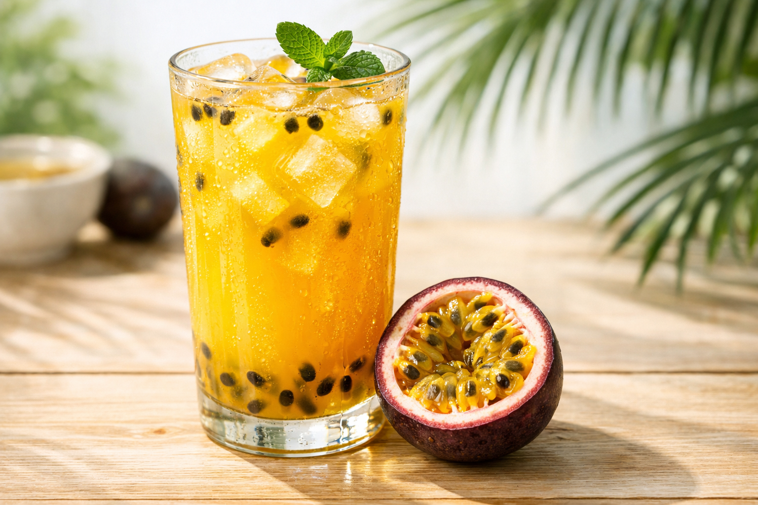 Fresh Passion Fruit Juice in a glass