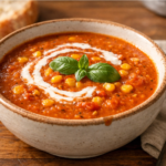 A DailySimmer - Roasted Tomato Corn Soup - Homemade Hooplah Recipe
