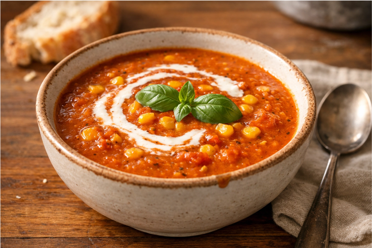 A DailySimmer - Roasted Tomato Corn Soup - Homemade Hooplah Recipe
