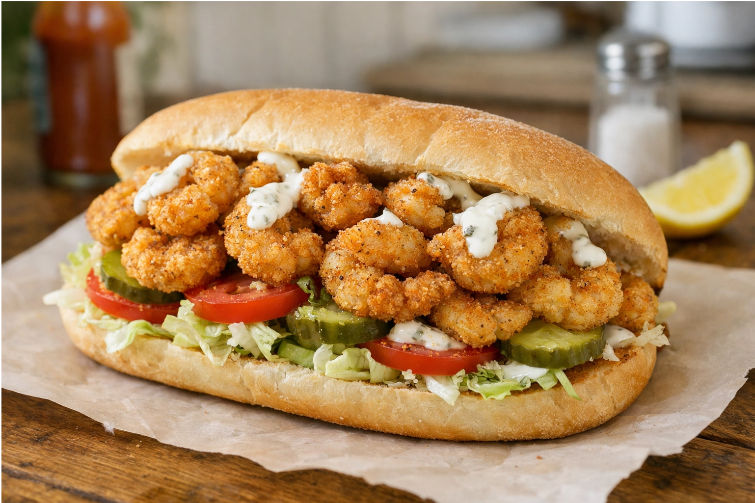 Crispy Fried Shrimp Po Boys