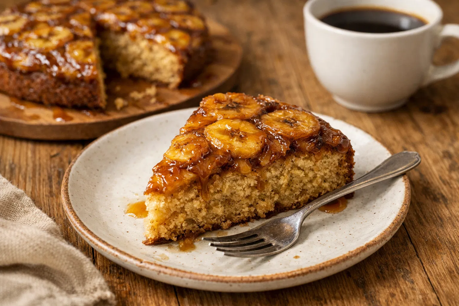 Easy Banana Upside-Down Cake with Brown Sugar Caramel