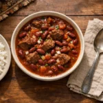 Traditional Middle Eastern Red Bean Stew with Beef