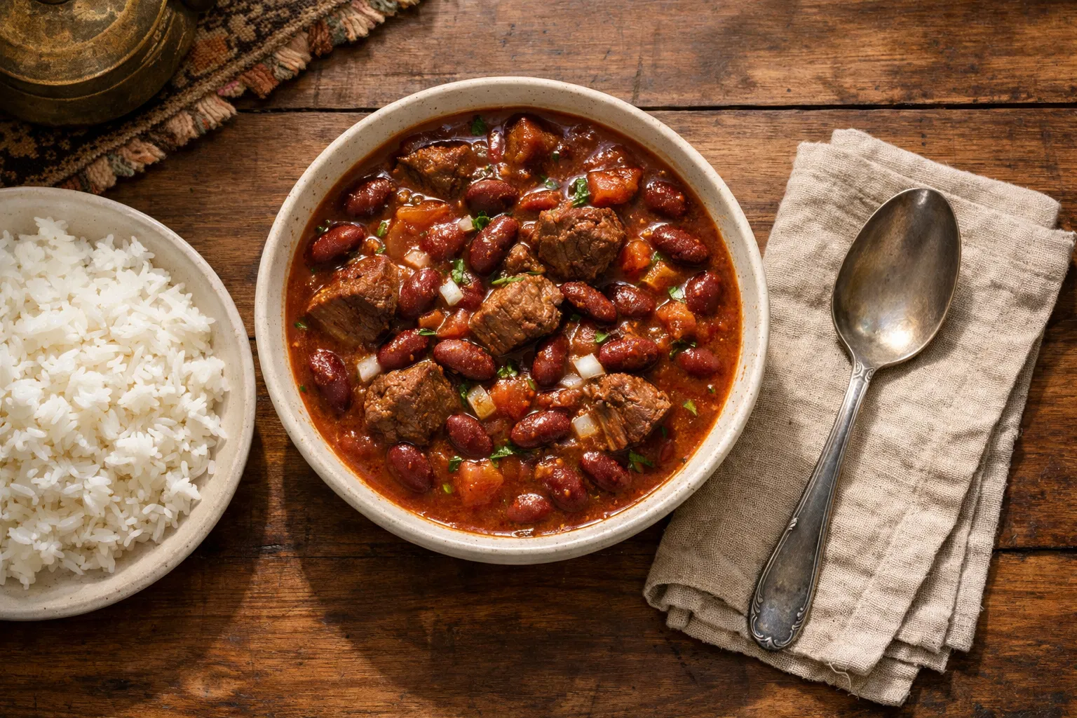 Traditional Middle Eastern Red Bean Stew with Beef
