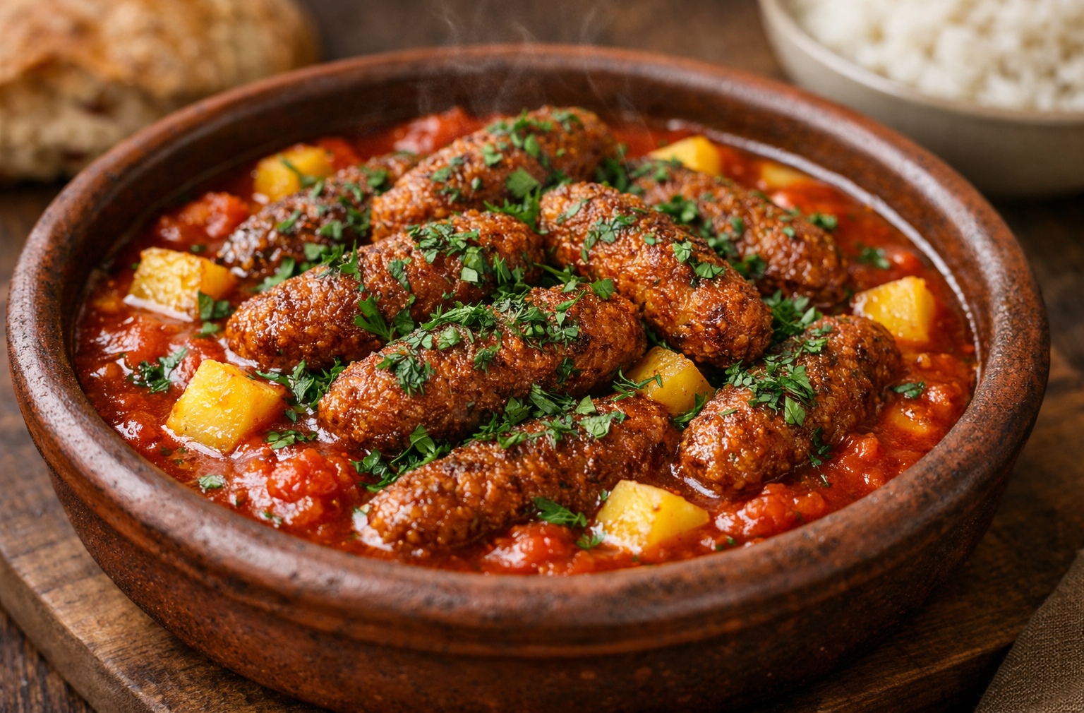 Crispy Vegan Bulgur Meatballs in Tomato Sauce – Ready in 40 Minutes