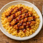 Crispy Chicken Strips with Spiced Risotto