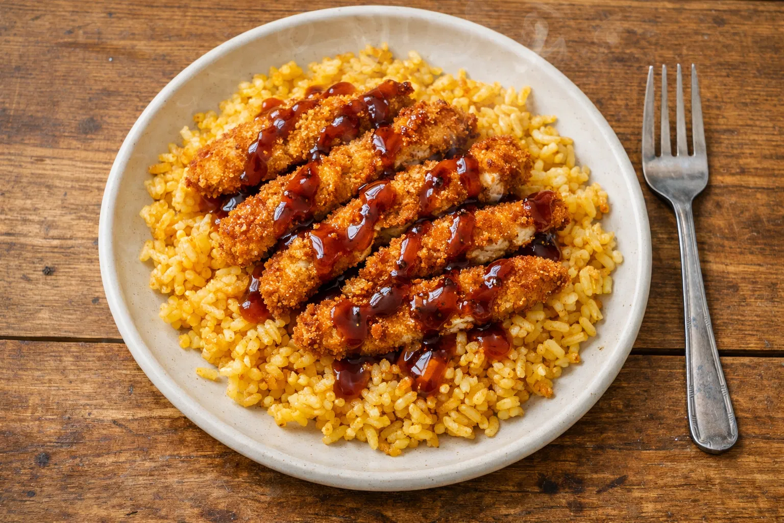 Crispy Chicken Strips with Spiced Risotto