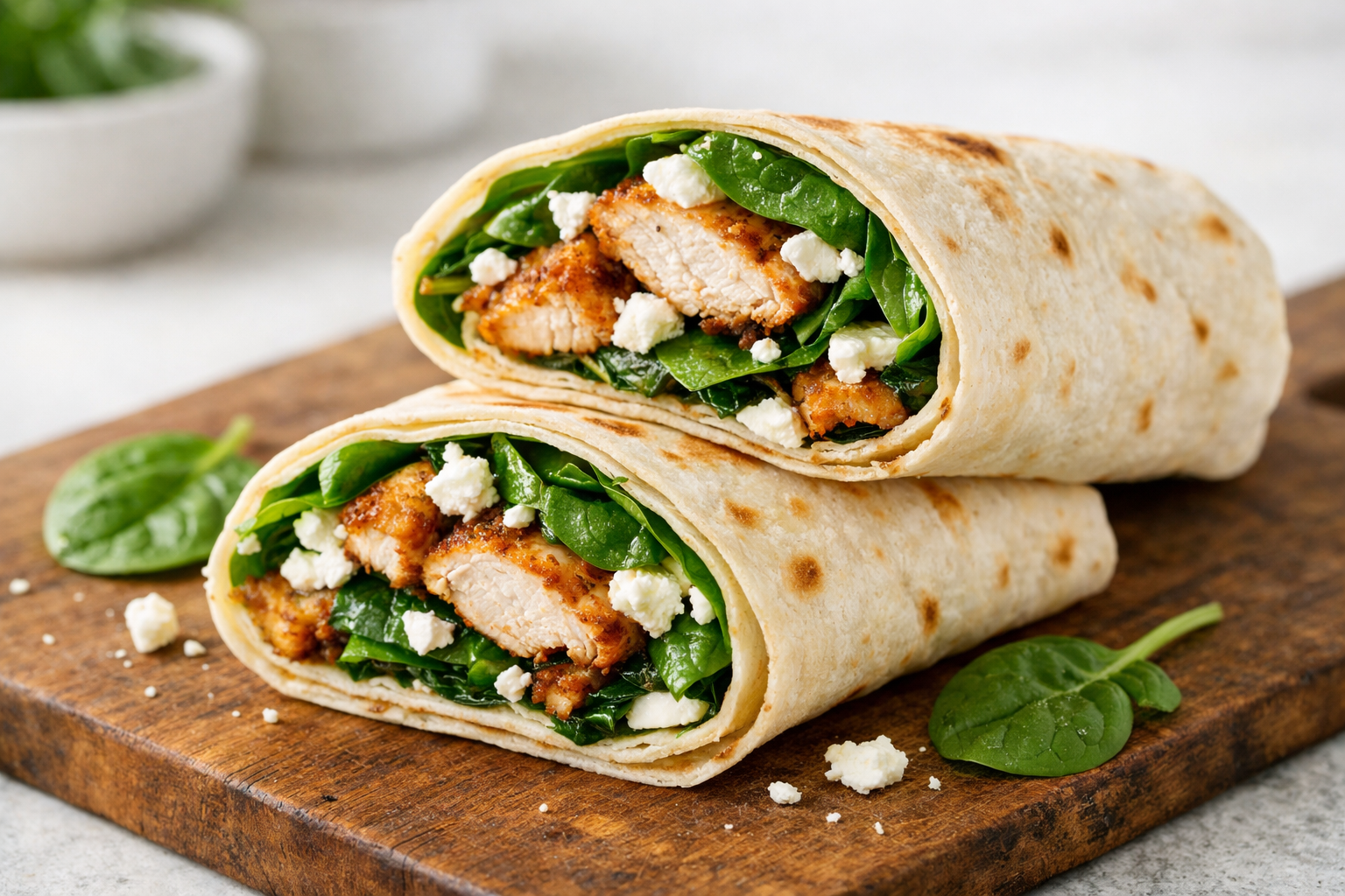 Juicy Chicken Spinach Feta Wraps – Ready in 20 Minutes