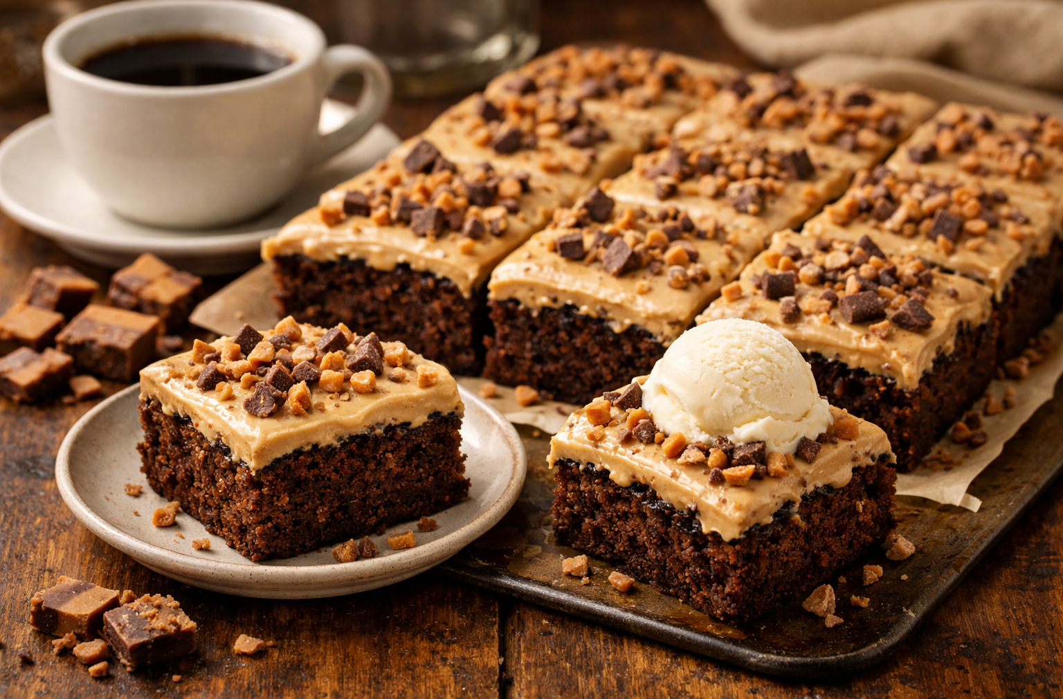 Coffee Toffee Caramel Sheet Cake: Easy Box Mix Hack Recipe