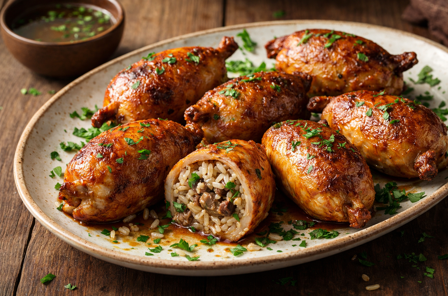 Chicken Thighs Stuffed with Rice and Chicken Livers