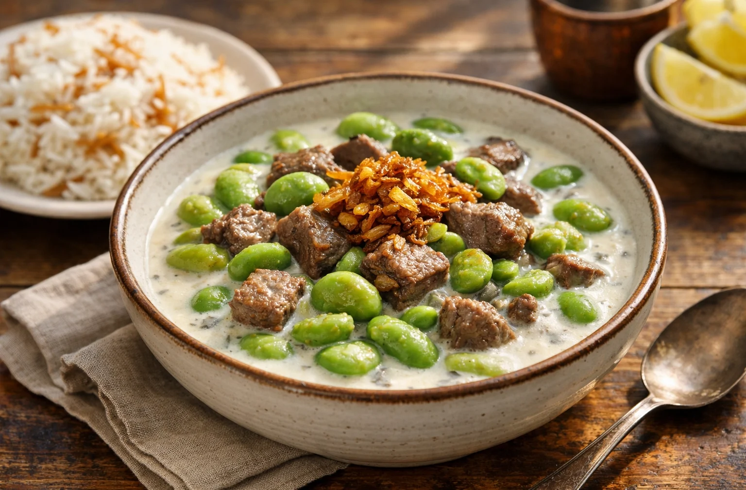 Creamy Fava Bean Stew with Beef