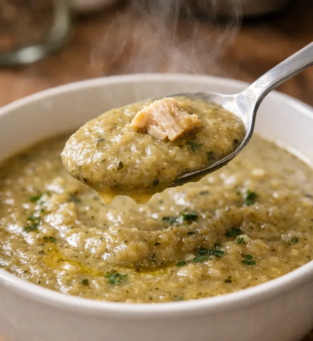 Traditional Middle Eastern Freekeh Soup with Chicken