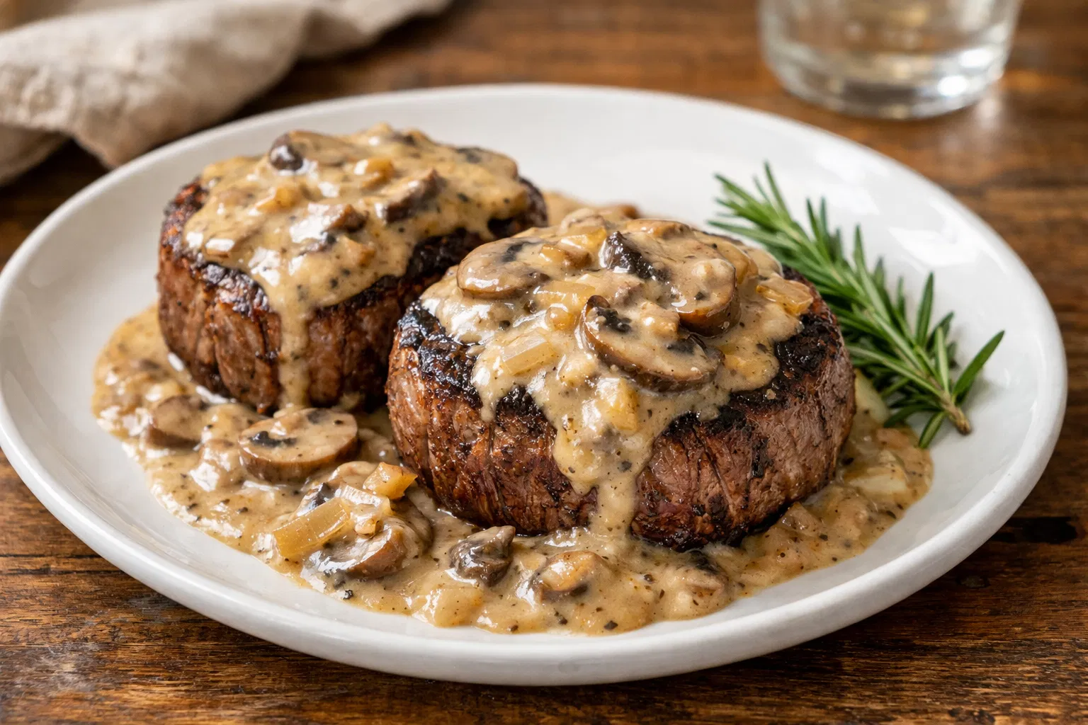 French Fillet Steak with Mushroom Cream Sauce