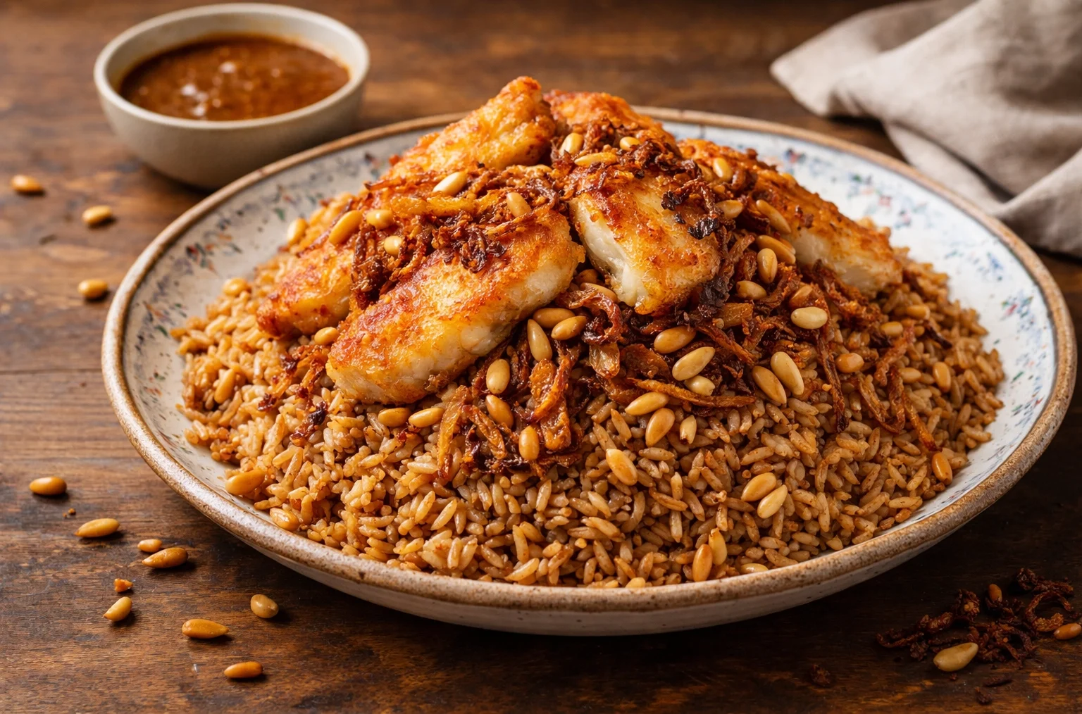 Fried Grouper Rice Pilaf