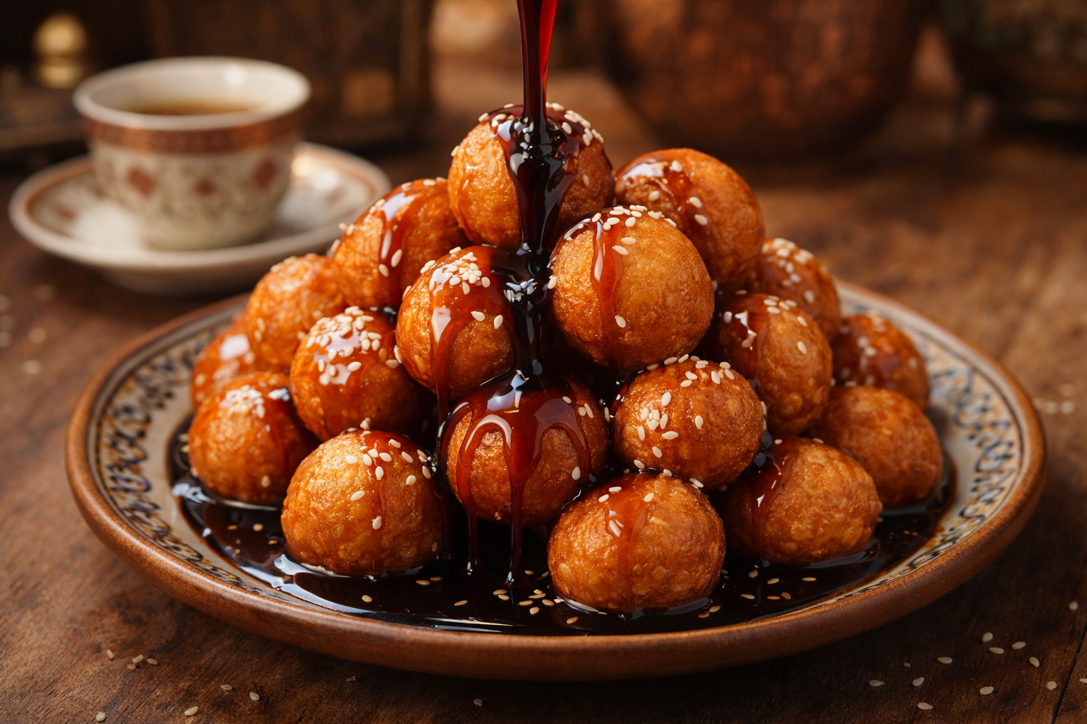 Crispy Emirati Dough Balls with Date Syrup