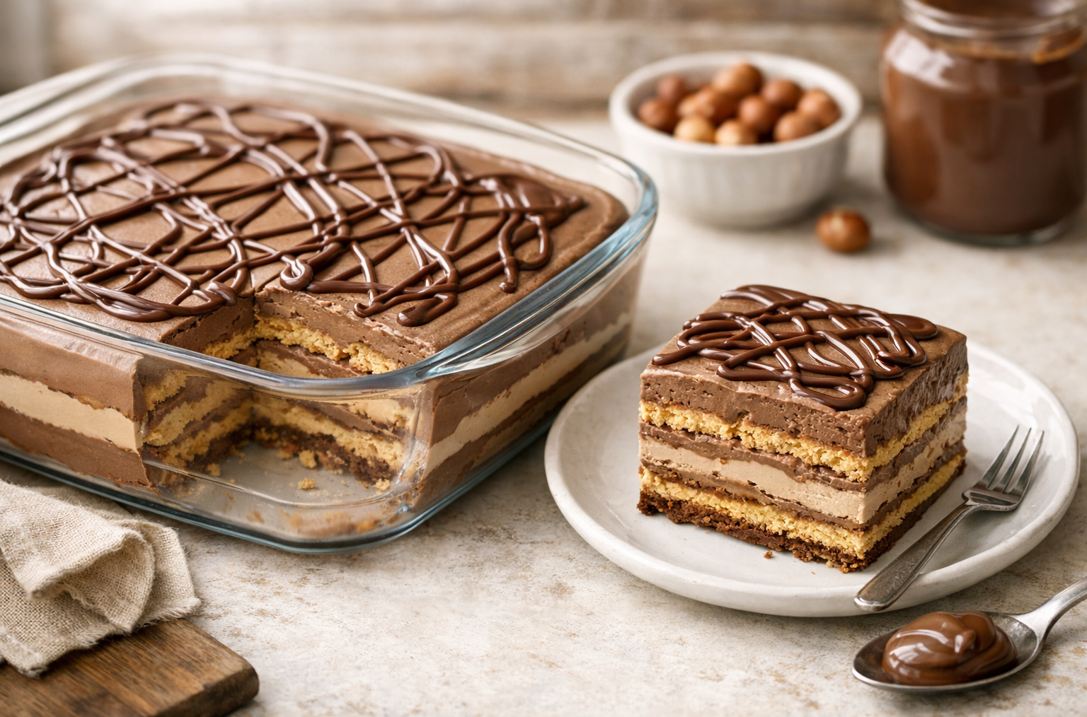 No-Bake Nutella Biscuit Dessert