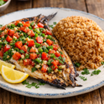 Baked Butterflied Mackerel with Fisherman's Rice