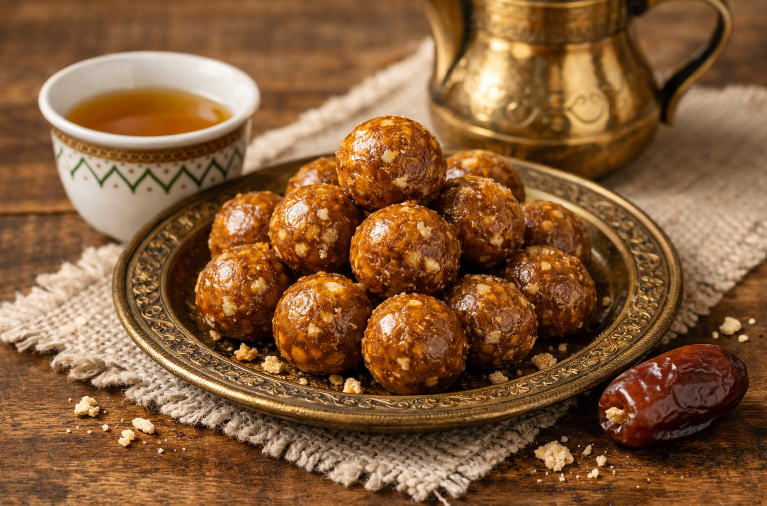 Traditional Saudi Sha'tha dessert arranged on a plate