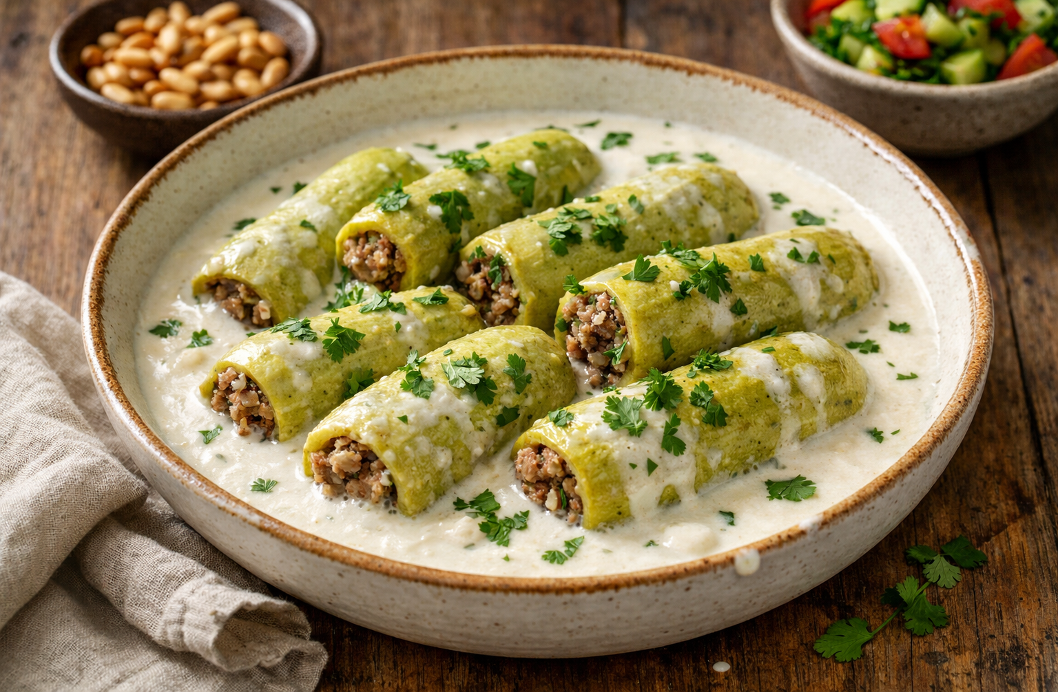 Stuffed Zucchini in Yogurt Sauce