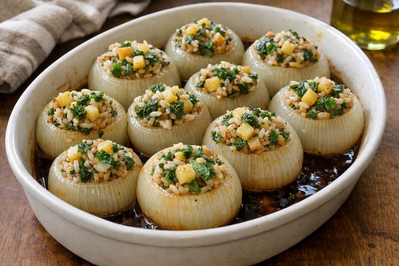 Traditional Middle Eastern Stuffed Onions (Vegetarian)